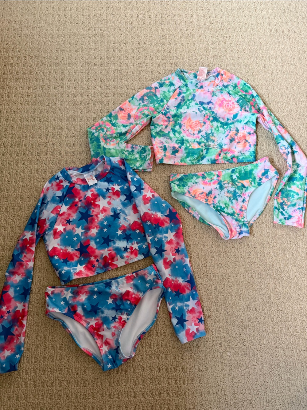 Cat & Jack Girls Starburst Swim Set in Red, Blue, White